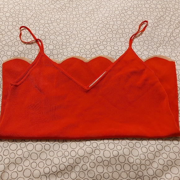 ZARA knit orange tank top with scalloped edge - Picture 2 of 3